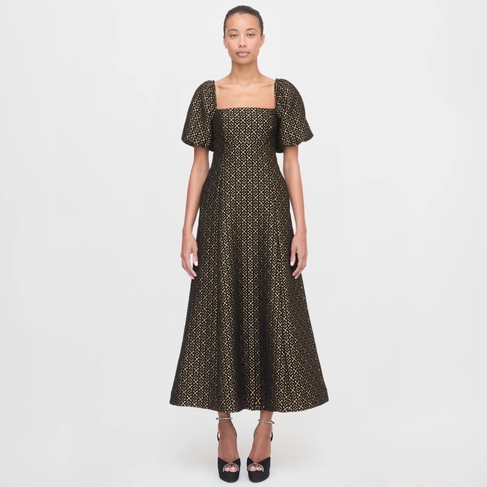 Hill House Home The Matilda Dress Metallic Brocade Gold Black XL HHHOL25-DR501